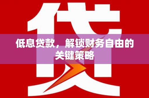 凉城低息贷款，解锁财务自由的关键策略