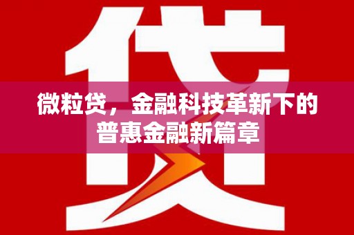 凉城微粒贷，金融科技革新下的普惠金融新篇章